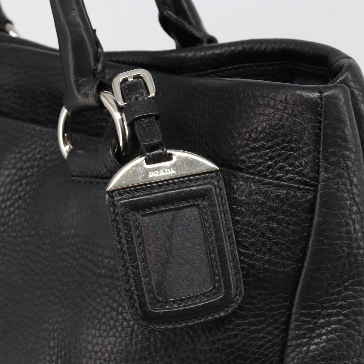 PRADA Tote Bag Leather 2way Black Silver Auth yk20528A
