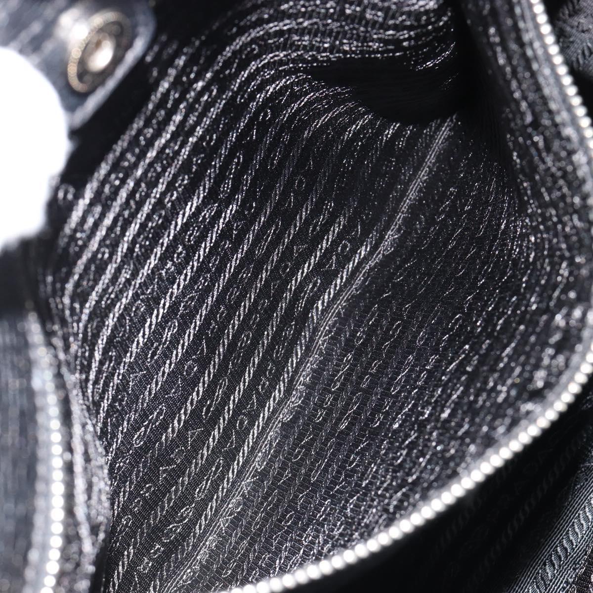 PRADA Tote Bag Leather 2way Black Silver Auth yk20528A