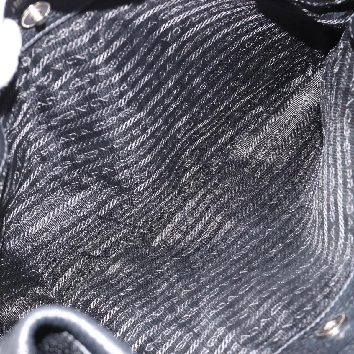 PRADA Tote Bag Leather 2way Black Silver Auth yk20528A