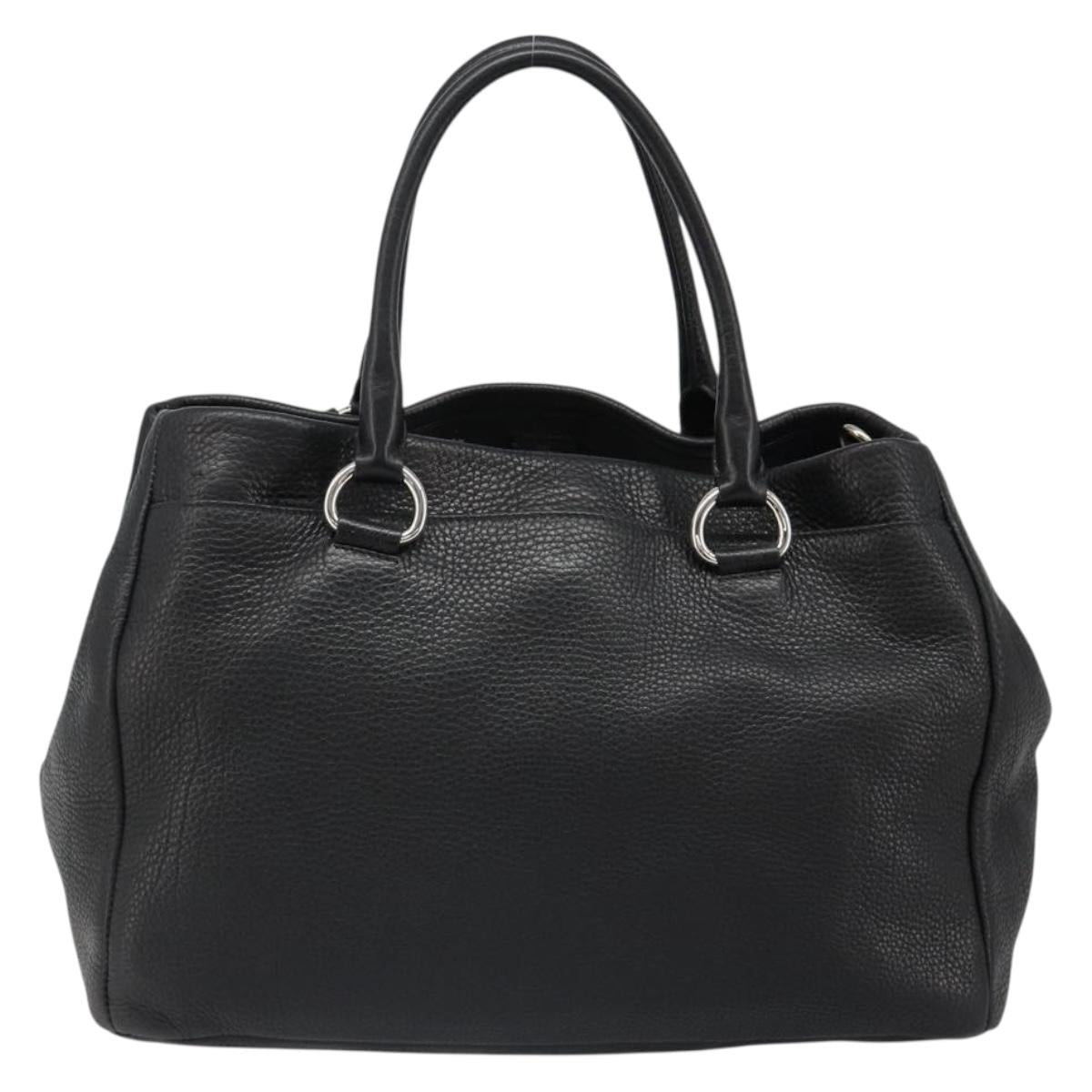 PRADA Tote Bag Leather 2way Black Silver Auth yk20528A
