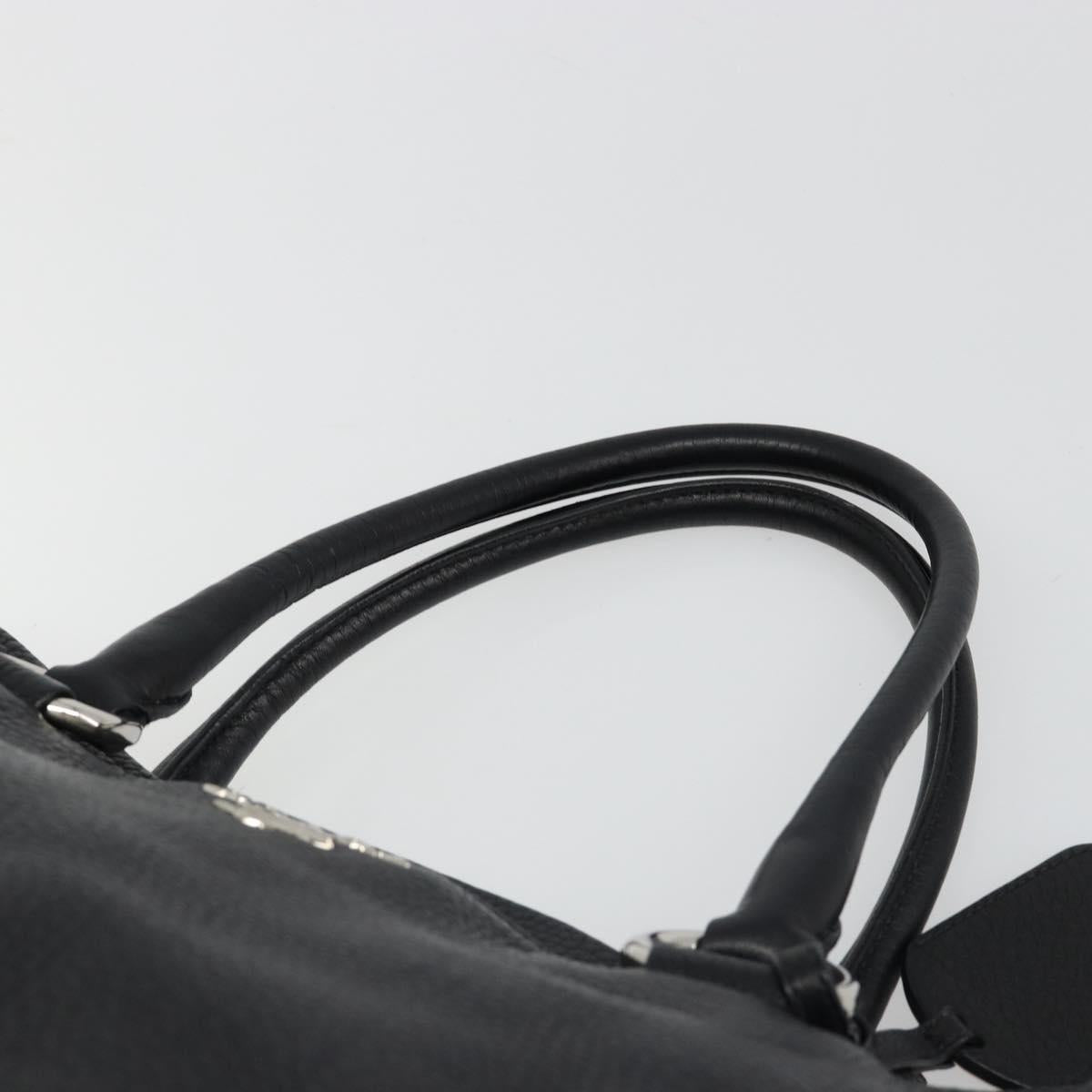 PRADA Tote Bag Leather 2way Black Silver Auth yk20528A