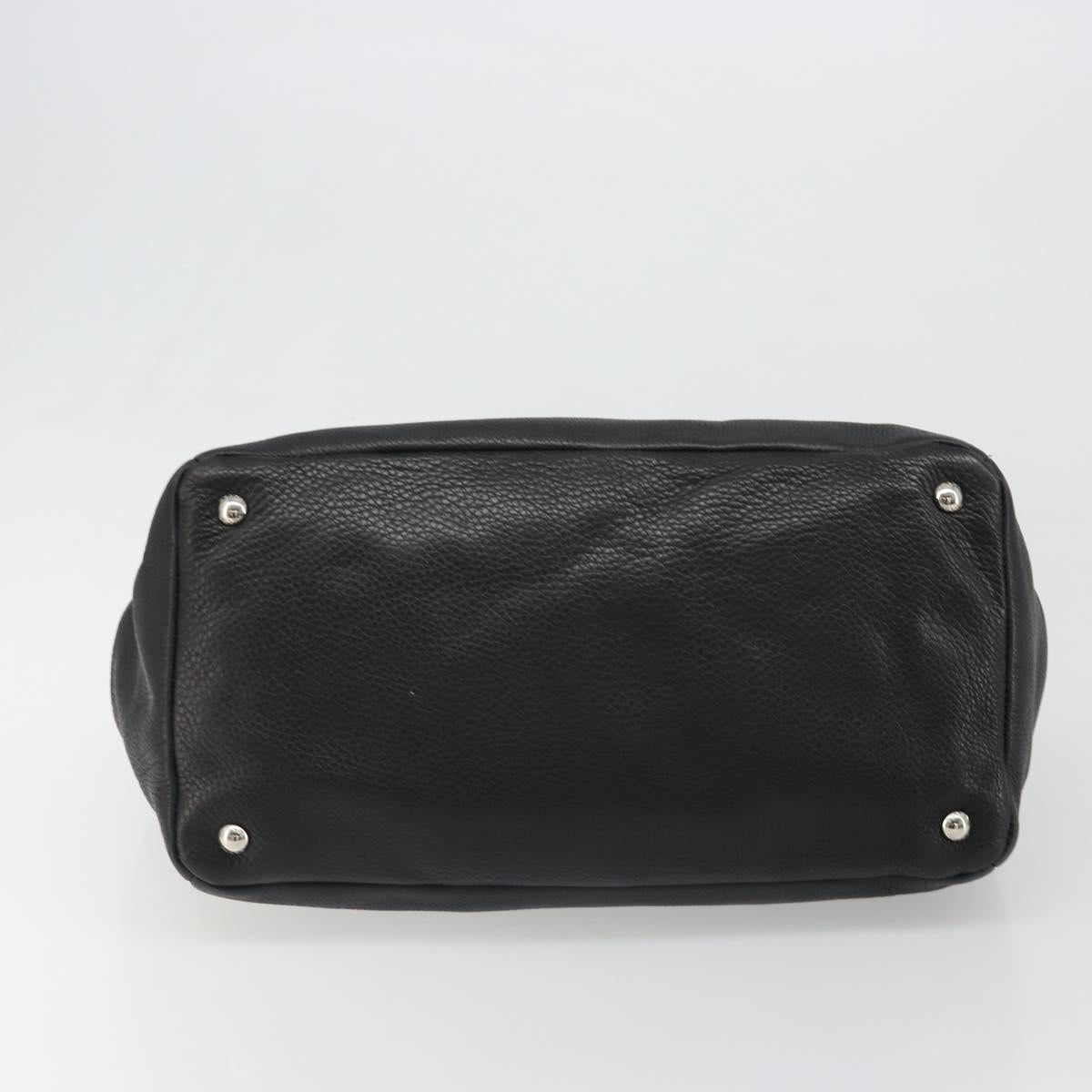 PRADA Tote Bag Leather 2way Black Silver Auth yk20528A