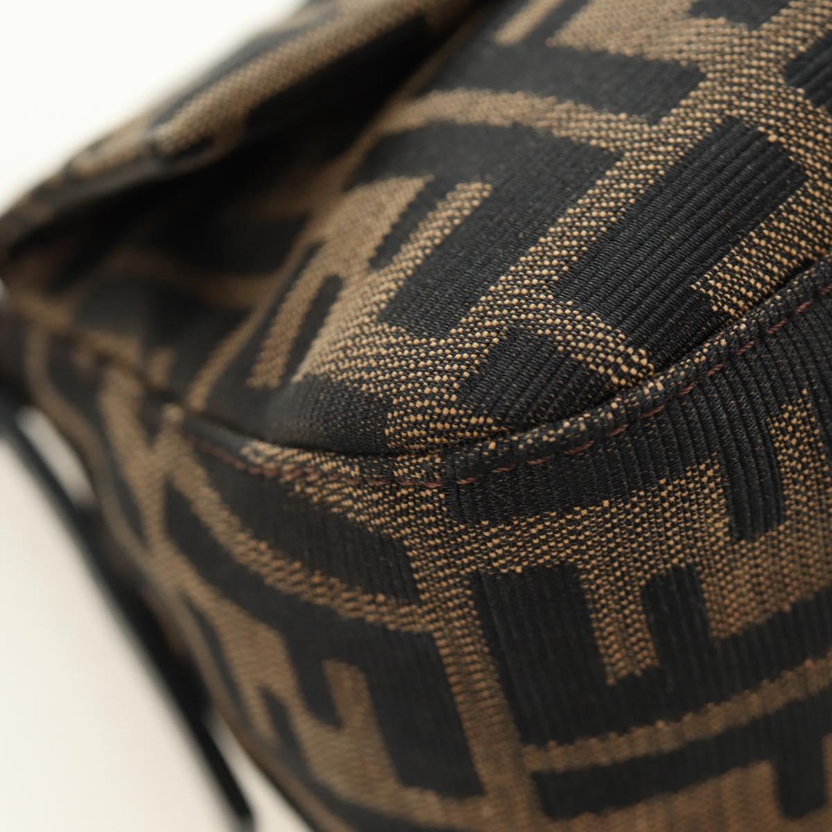 FENDI Zucca Canvas Mamma Baguette Mini Shoulder Bag Black Brown Auth yk20529SAM