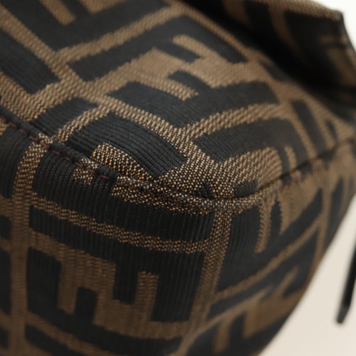 FENDI Zucca Canvas Mamma Baguette Mini Shoulder Bag Black Brown Auth yk20529SAM