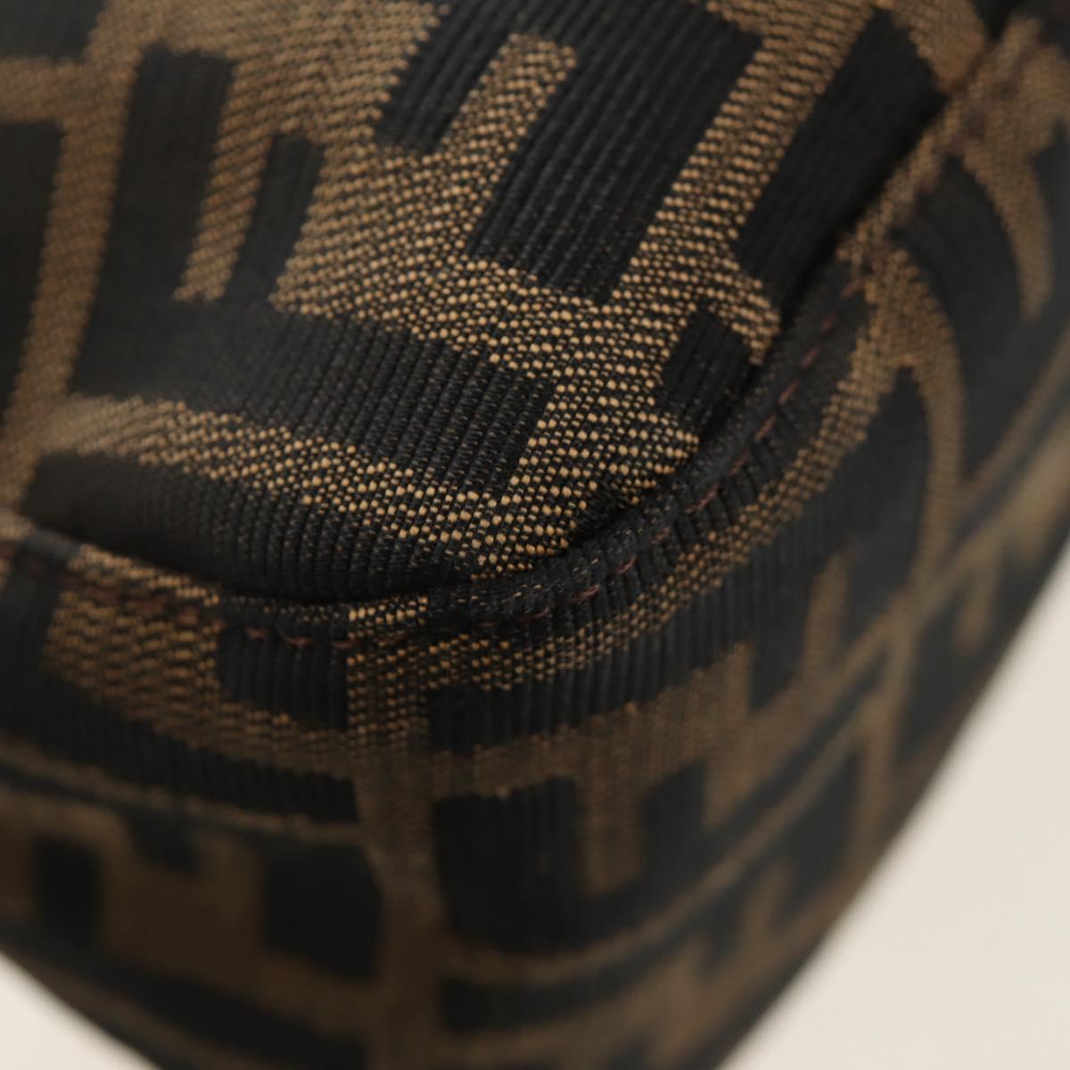 FENDI Zucca Canvas Mamma Baguette Mini Shoulder Bag Black Brown Auth yk20529SAM