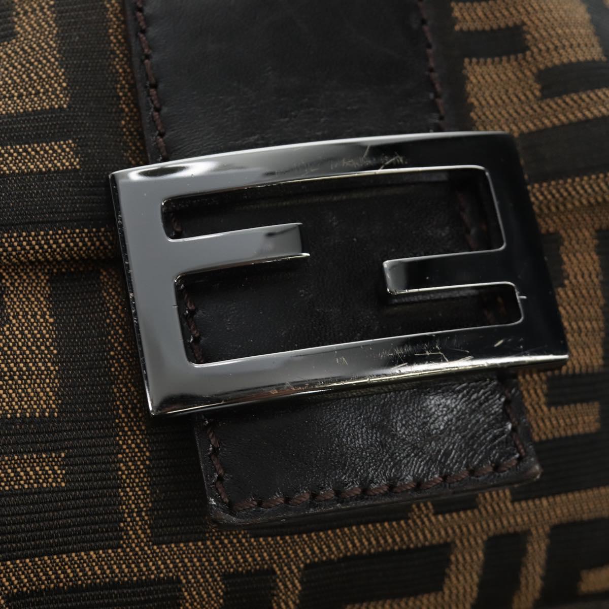 FENDI Zucca Canvas Mamma Baguette Mini Shoulder Bag Black Brown Auth yk20529SAM