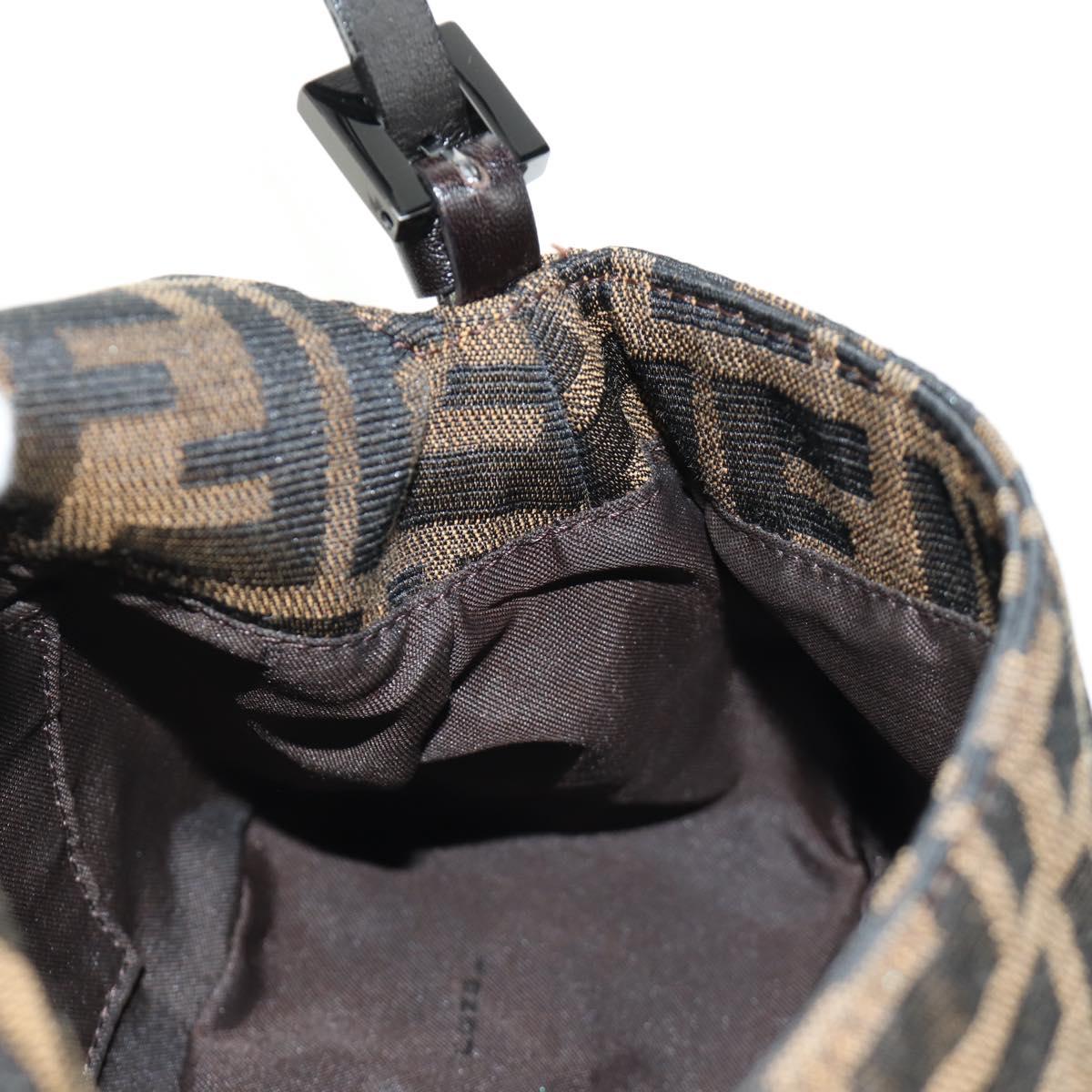 FENDI Zucca Canvas Mamma Baguette Mini Shoulder Bag Black Brown Auth yk20529SAM
