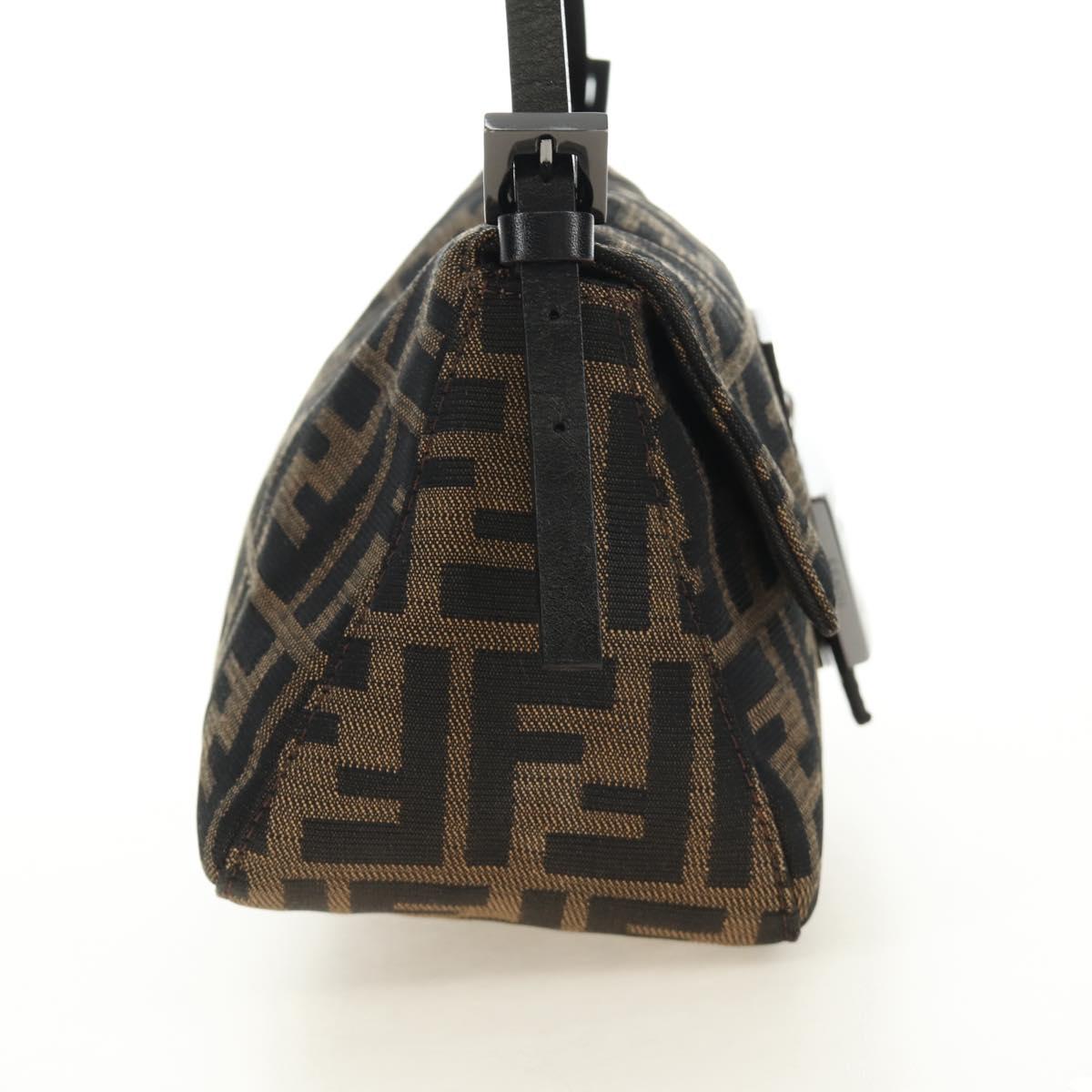 FENDI Zucca Canvas Mamma Baguette Mini Shoulder Bag Black Brown Auth yk20529SAM