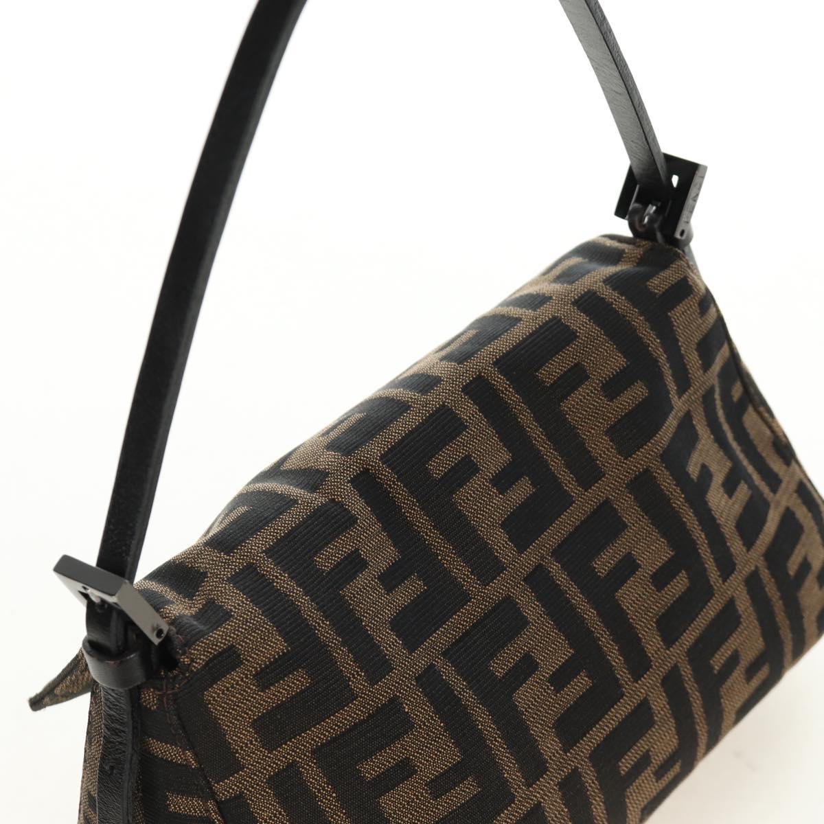 FENDI Zucca Canvas Mamma Baguette Mini Shoulder Bag Black Brown Auth yk20529SAM
