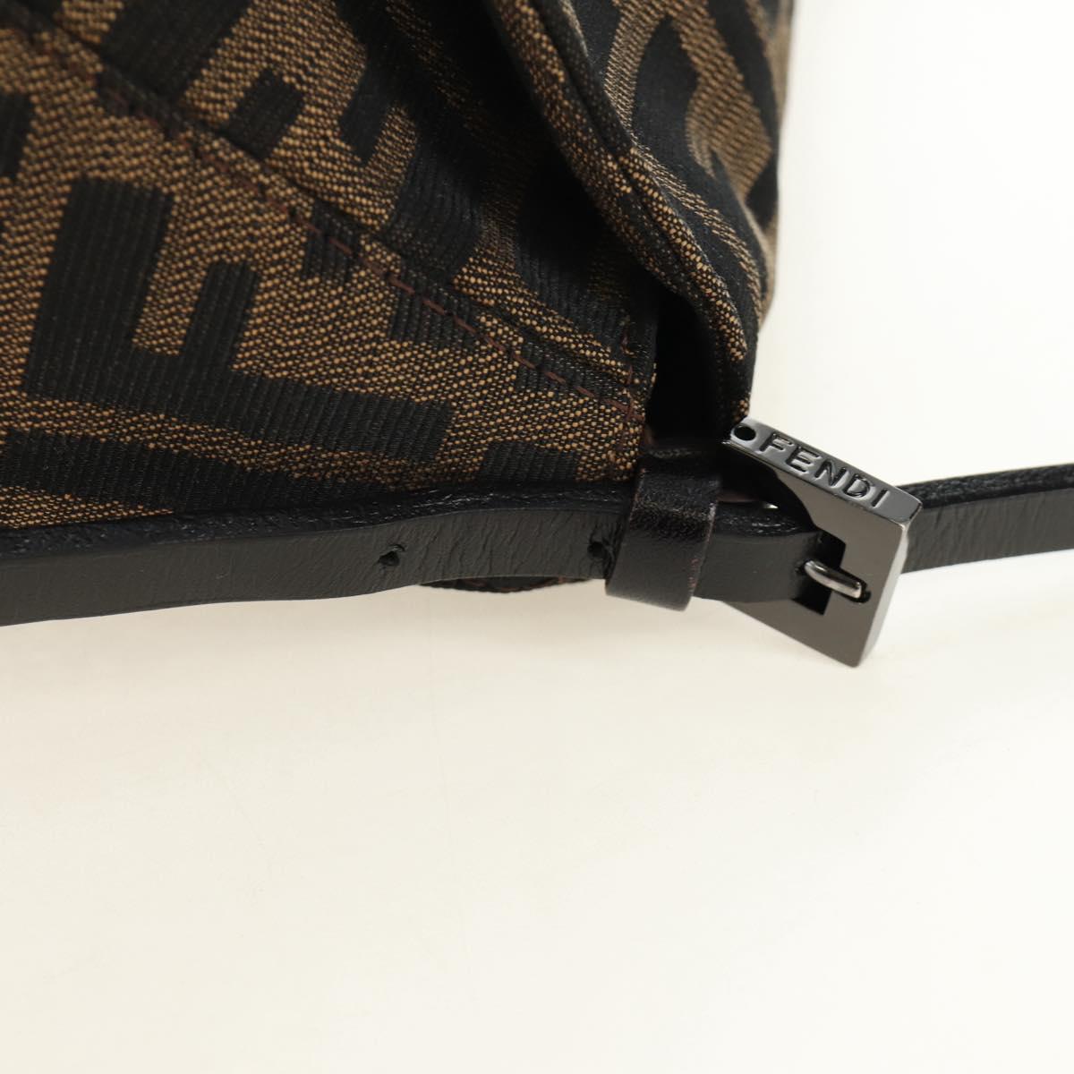 FENDI Zucca Canvas Mamma Baguette Mini Shoulder Bag Black Brown Auth yk20529SAM