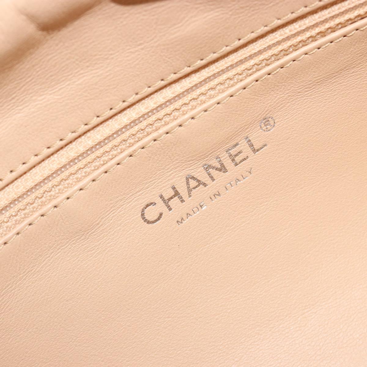 CHANEL Luxury Line Hand Bag Leather Cream Silver CC Auth yk20530SAV