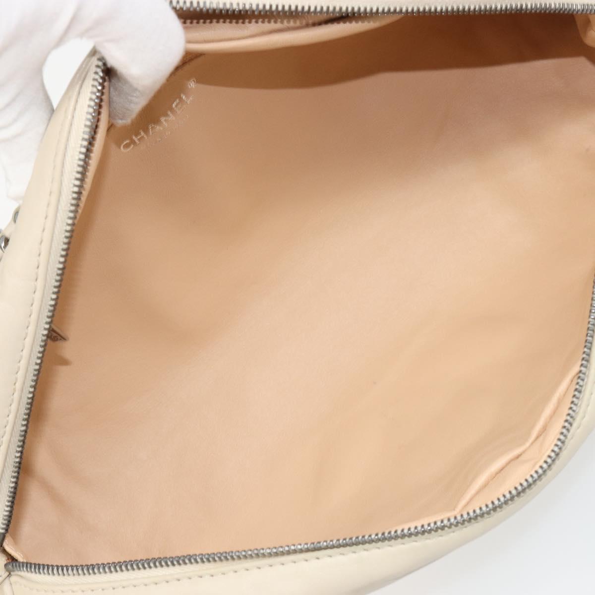 CHANEL Luxury Line Hand Bag Leather Cream Silver CC Auth yk20530SAV