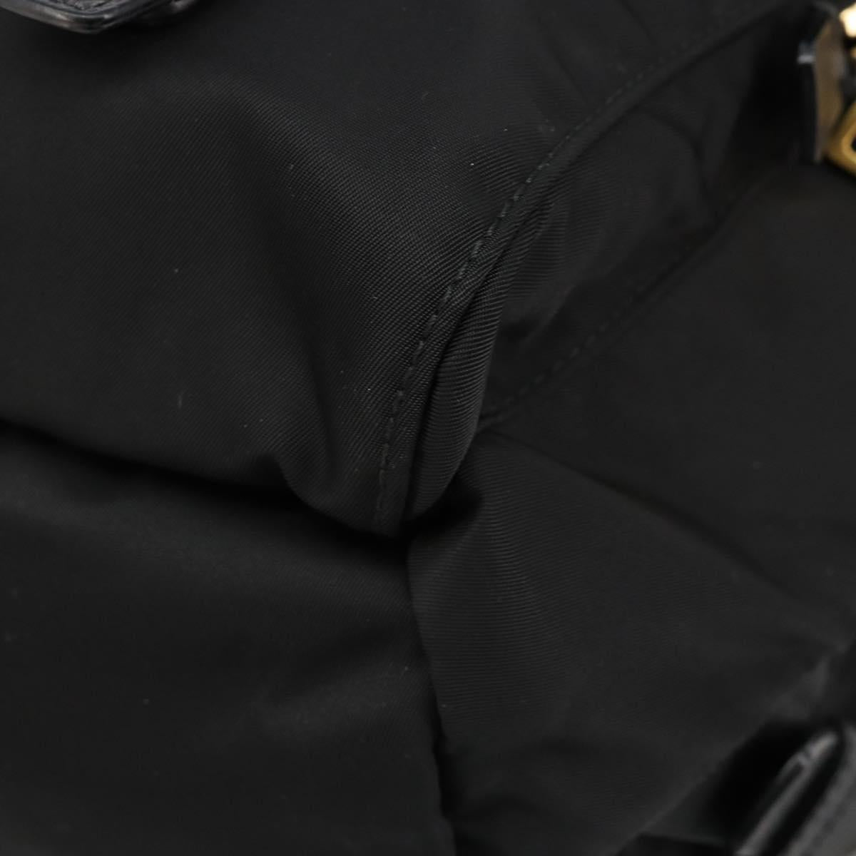 PRADA Backpack Nylon Black Gold Auth yk20532SAV