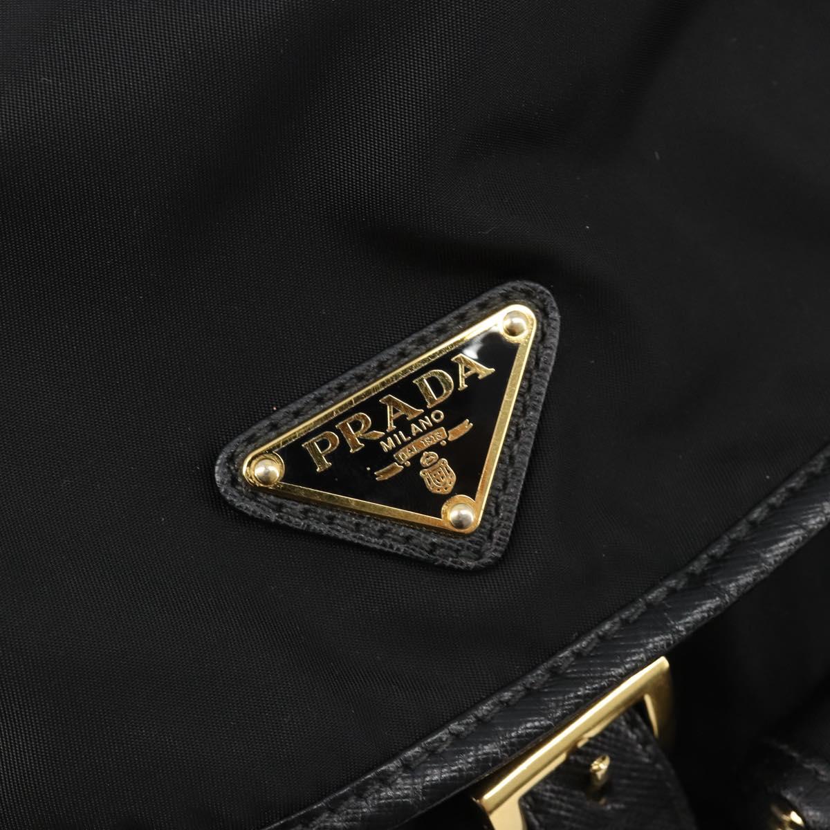 PRADA Backpack Nylon Black Gold Auth yk20532SAV