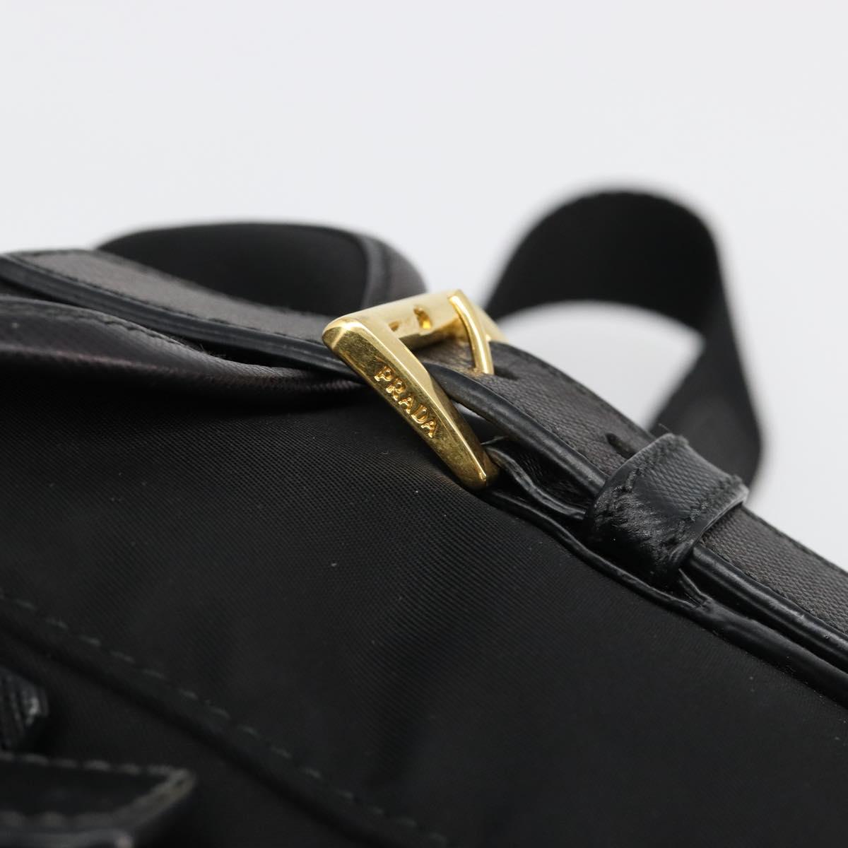 PRADA Backpack Nylon Black Gold Auth yk20532SAV