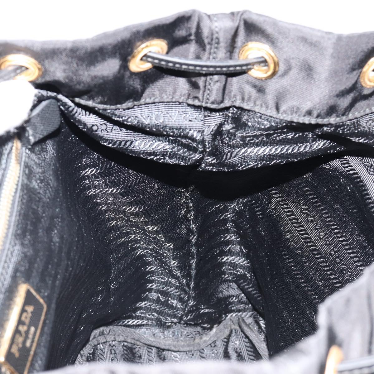 PRADA Backpack Nylon Black Gold Auth yk20532SAV