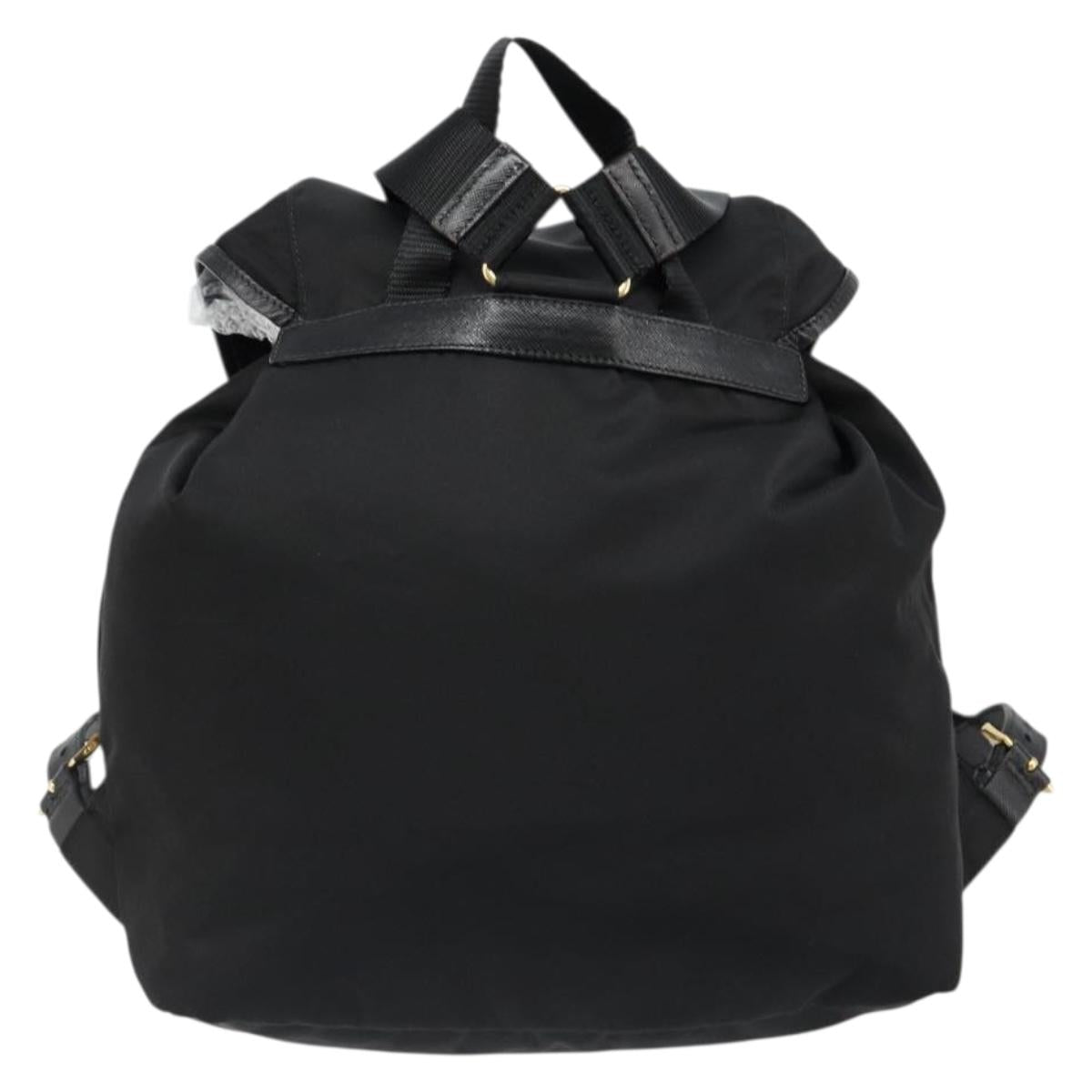 PRADA Backpack Nylon Black Gold Auth yk20532SAV
