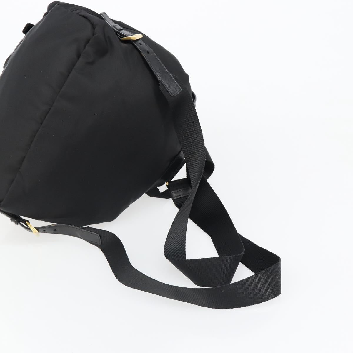 PRADA Backpack Nylon Black Gold Auth yk20532SAV