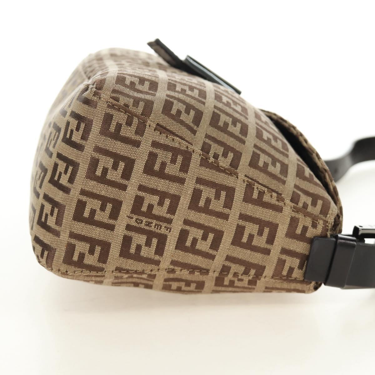FENDI Zucchino Canvas Mamma Baguette Shoulder Bag Beige Silver Auth yk20536SAM
