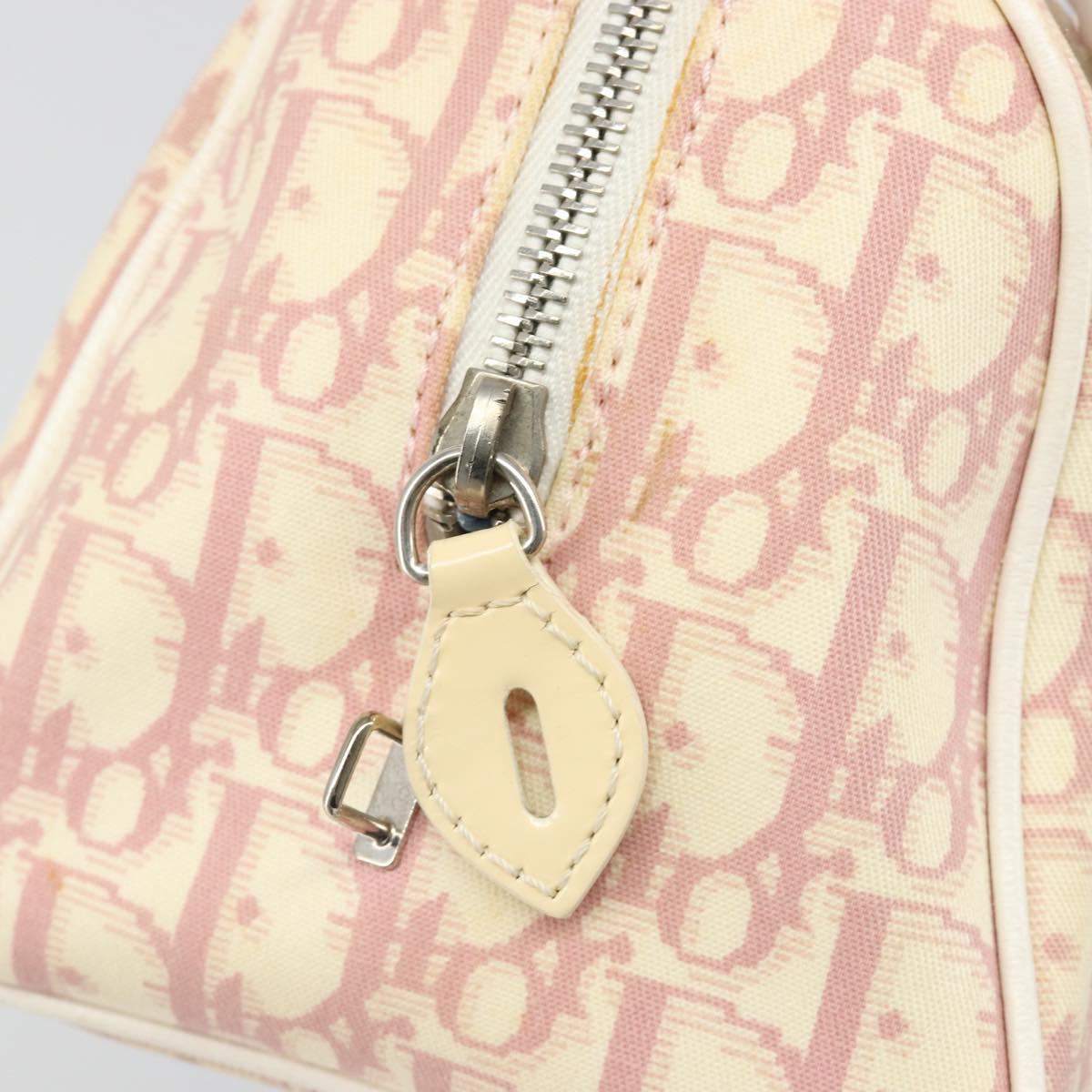 Christian Dior Trotter Canvas Hand Bag PVC Pink Silver Auth yk20537