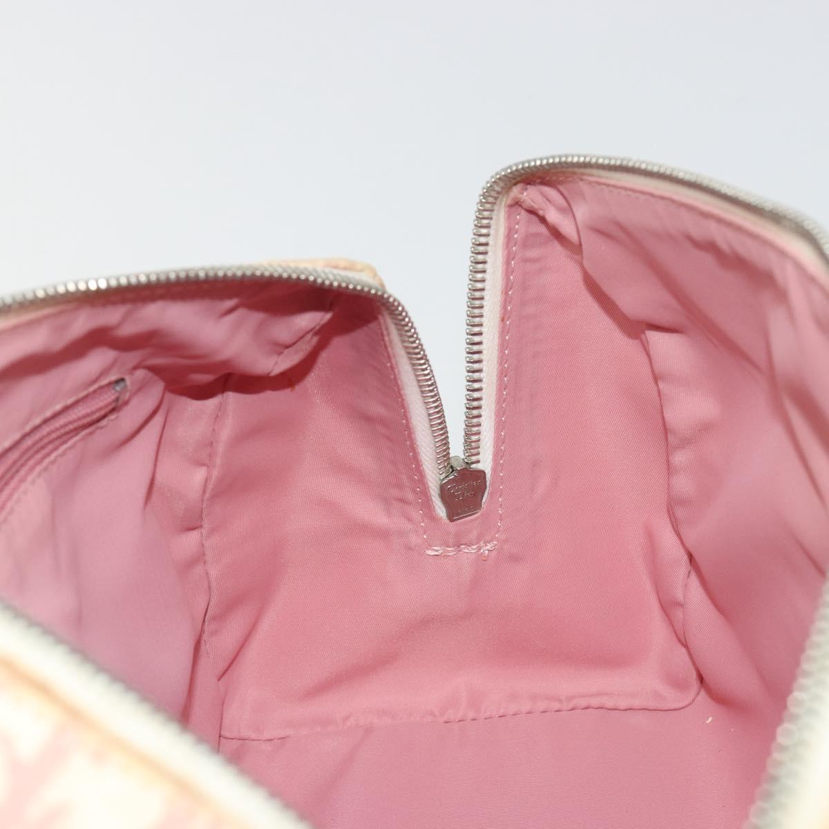Christian Dior Trotter Canvas Hand Bag PVC Pink Silver Auth yk20537
