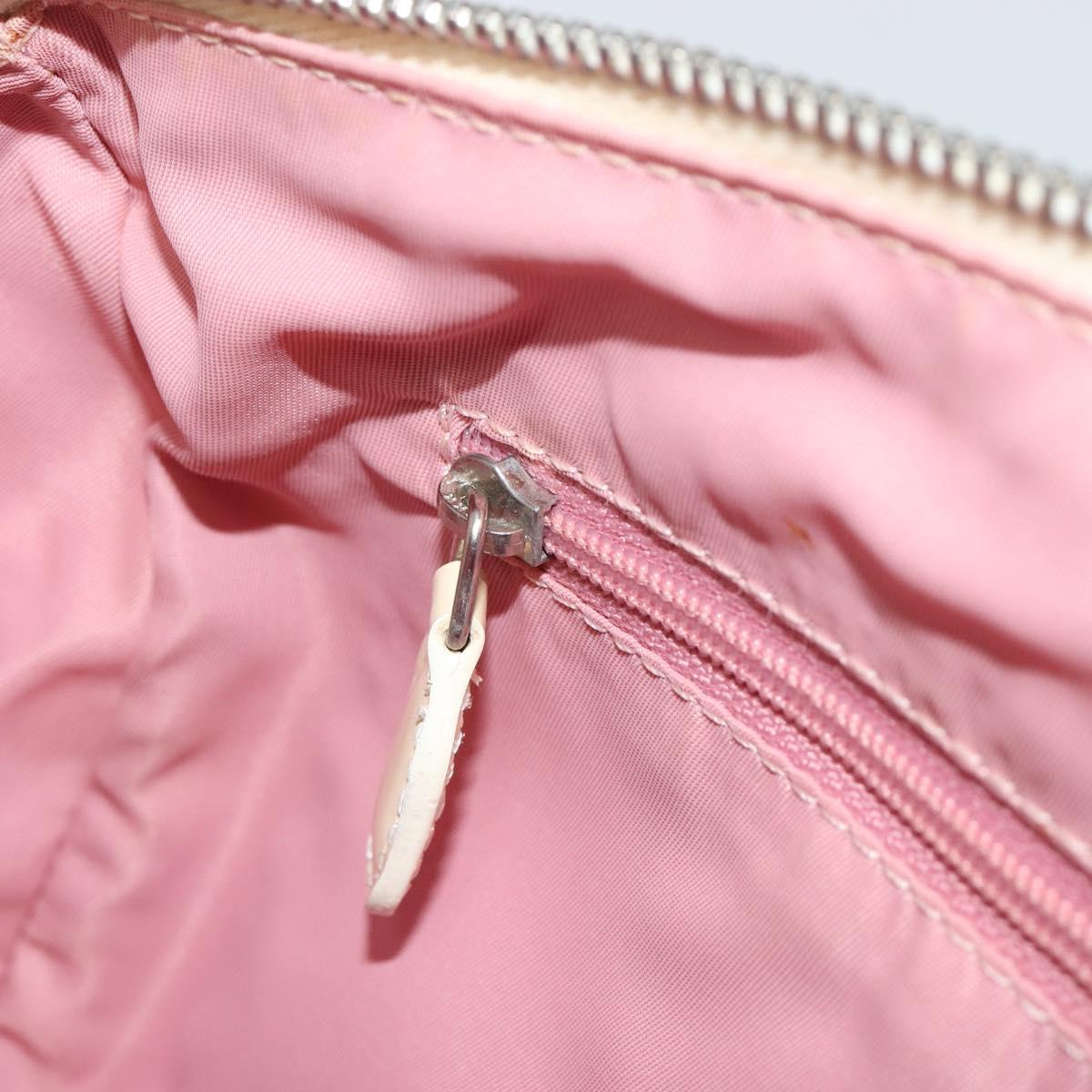Christian Dior Trotter Canvas Hand Bag PVC Pink Silver Auth yk20537