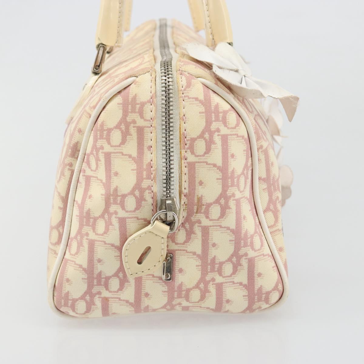Christian Dior Trotter Canvas Hand Bag PVC Pink Silver Auth yk20537