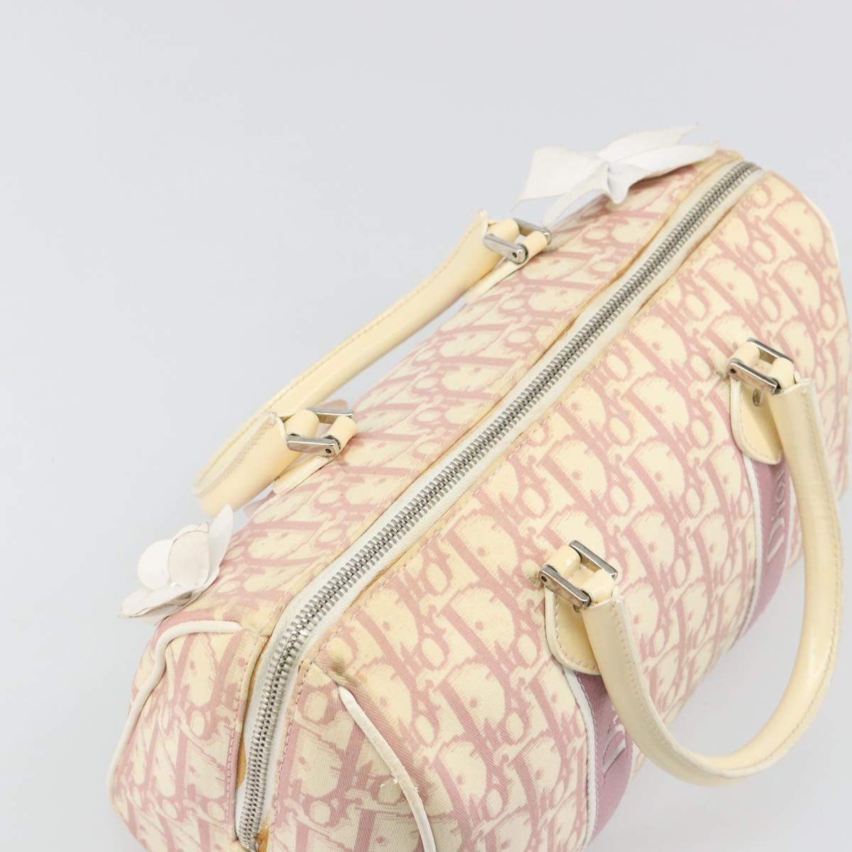 Christian Dior Trotter Canvas Hand Bag PVC Pink Silver Auth yk20537