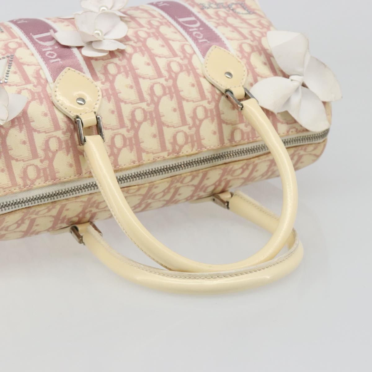 Christian Dior Trotter Canvas Hand Bag PVC Pink Silver Auth yk20537