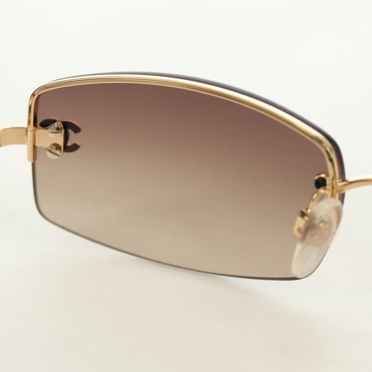 CHANEL Sunglasses Metal Gold CC Auth yk20538M
