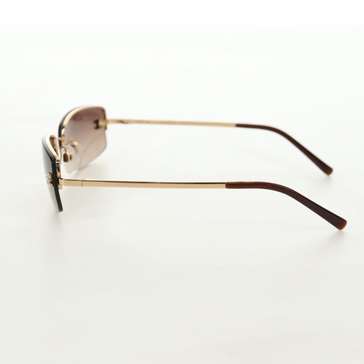 CHANEL Sunglasses Metal Gold CC Auth yk20538M