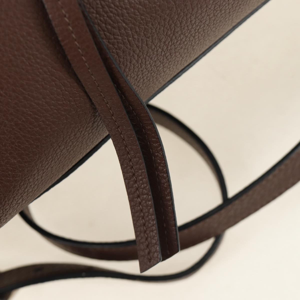 PRADA Hand Bag Leather 2way Brown Silver Auth yk20539SAM