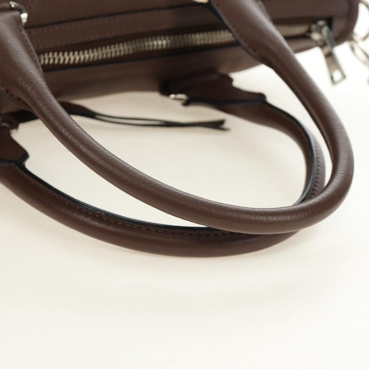 PRADA Hand Bag Leather 2way Brown Silver Auth yk20539SAM