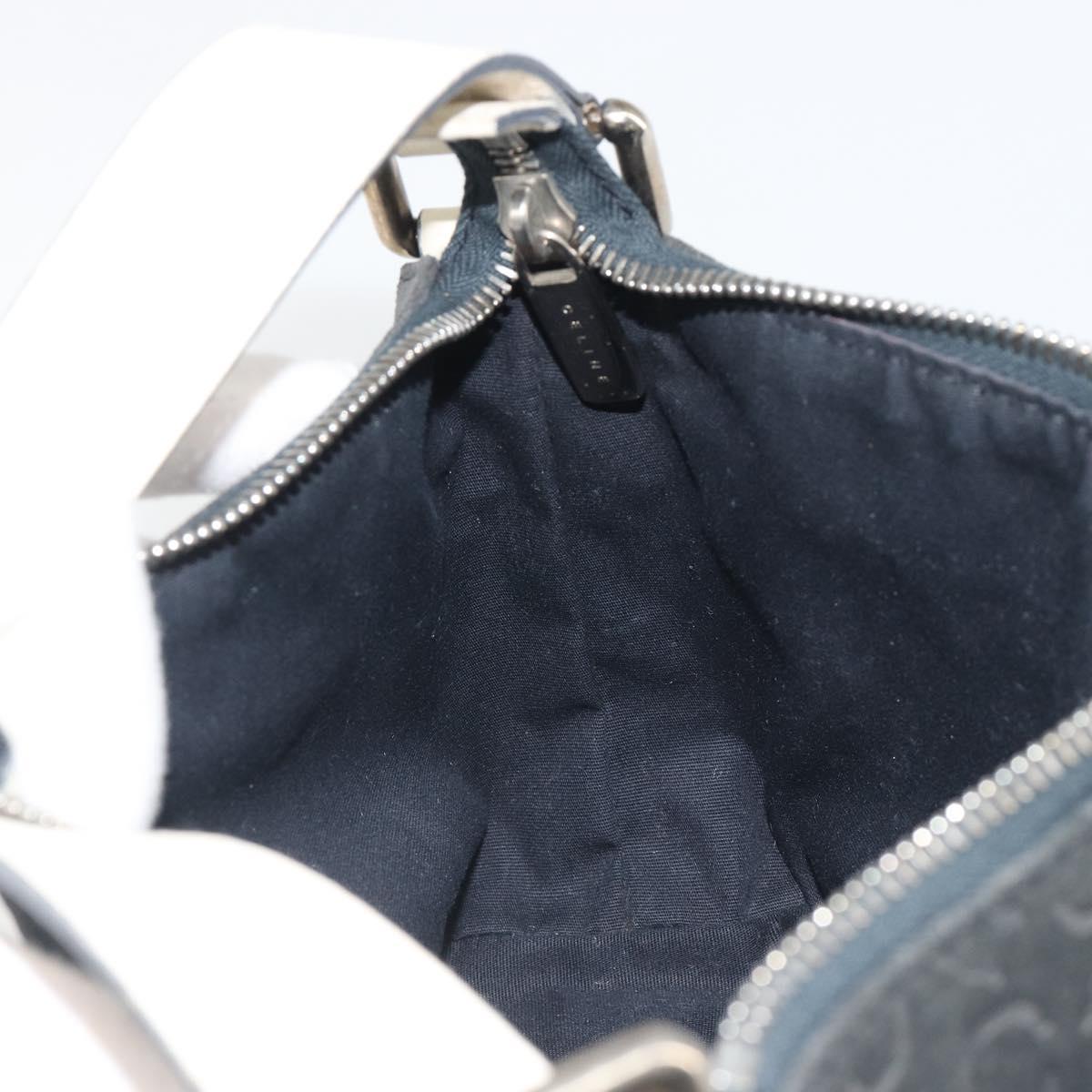 CELINE C Macadam Canvas Hand Bag Suede Black Silver Auth yk20542