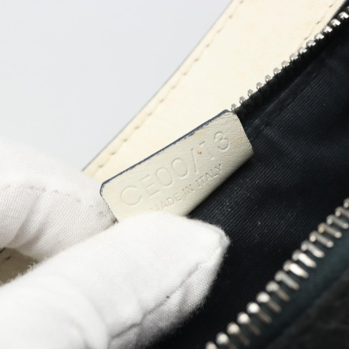 CELINE C Macadam Canvas Hand Bag Suede Black Silver Auth yk20542