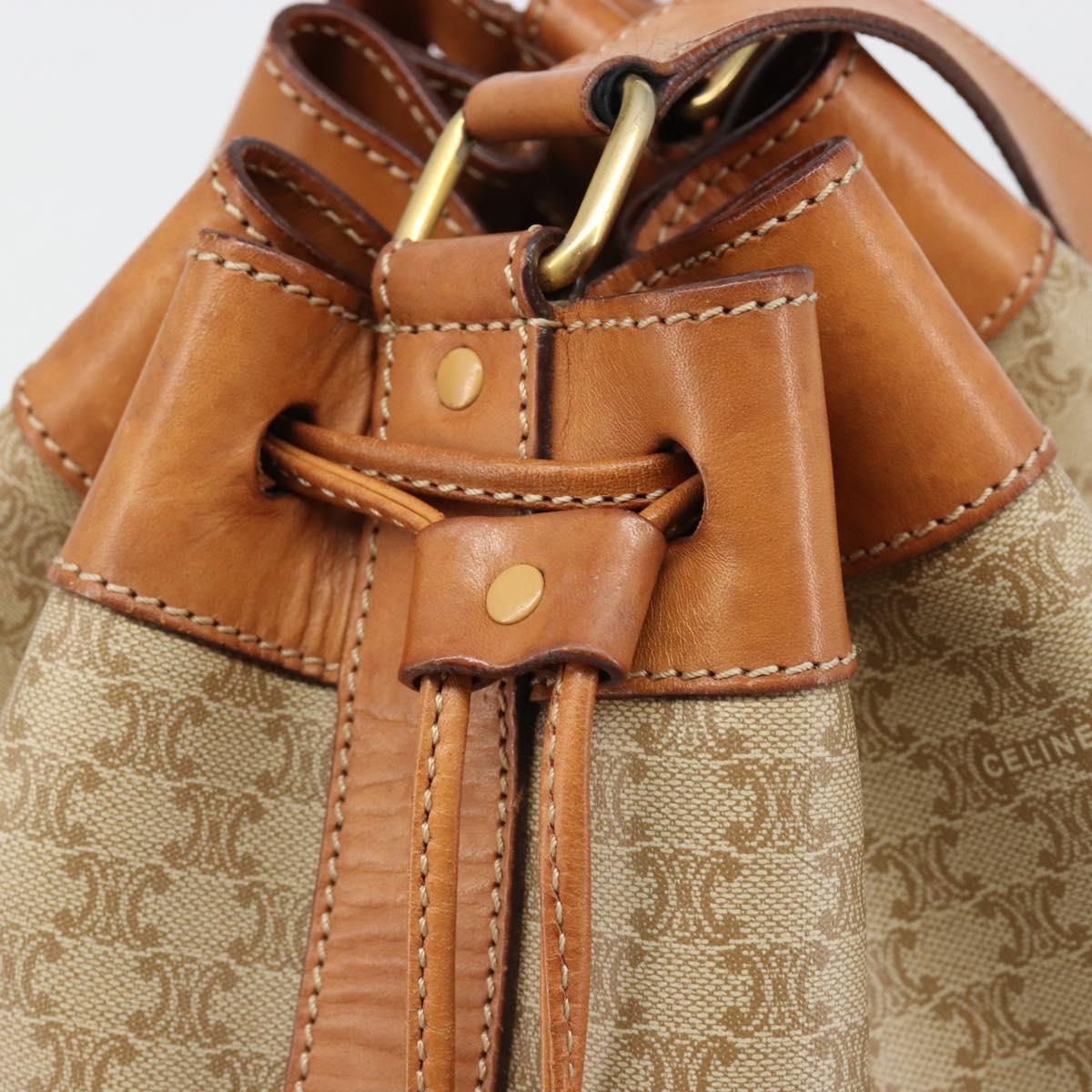 CELINE Macadam Canvas Shoulder Bag PVC Beige Gold Auth yk20544A