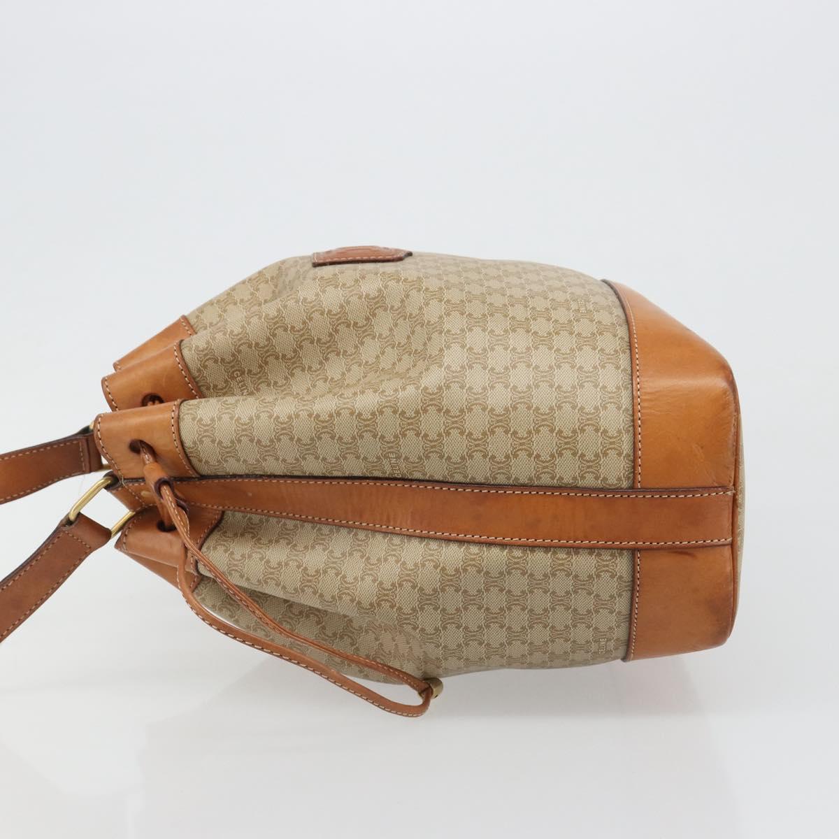 CELINE Macadam Canvas Shoulder Bag PVC Beige Gold Auth yk20544A