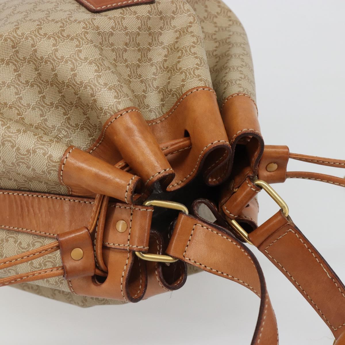 CELINE Macadam Canvas Shoulder Bag PVC Beige Gold Auth yk20544A