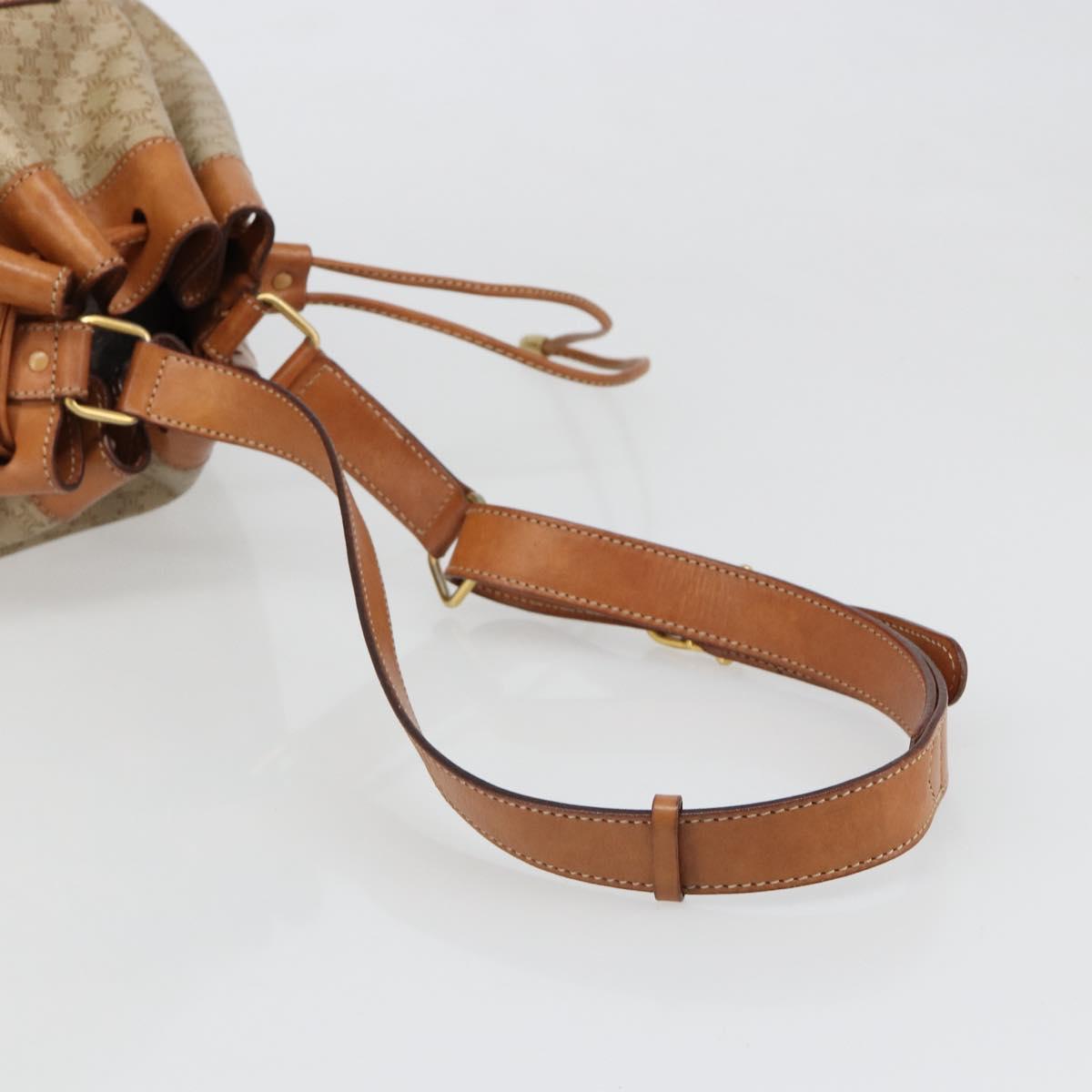 CELINE Macadam Canvas Shoulder Bag PVC Beige Gold Auth yk20544A