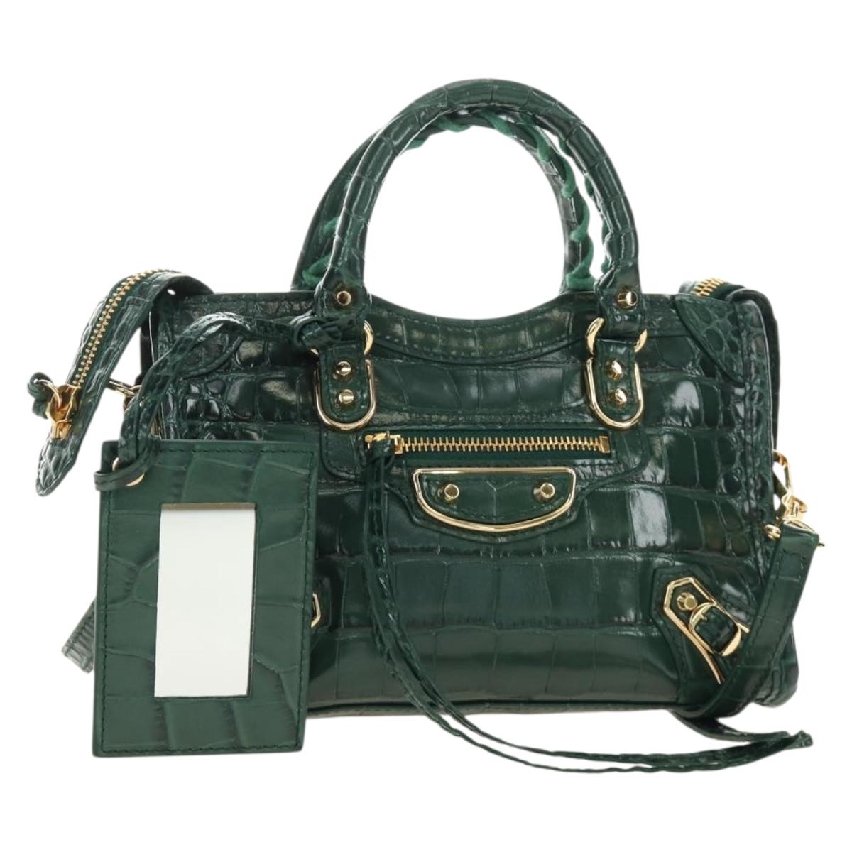 BALENCIAGA Classic Nano City Bag Embossed leather 2way 505982 Auth yk20546SAM