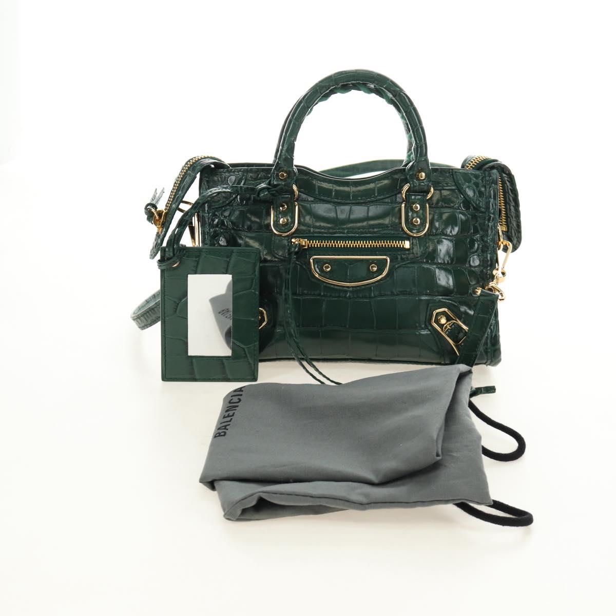 BALENCIAGA Classic Nano City Bag Embossed leather 2way 505982 Auth yk20546SAM