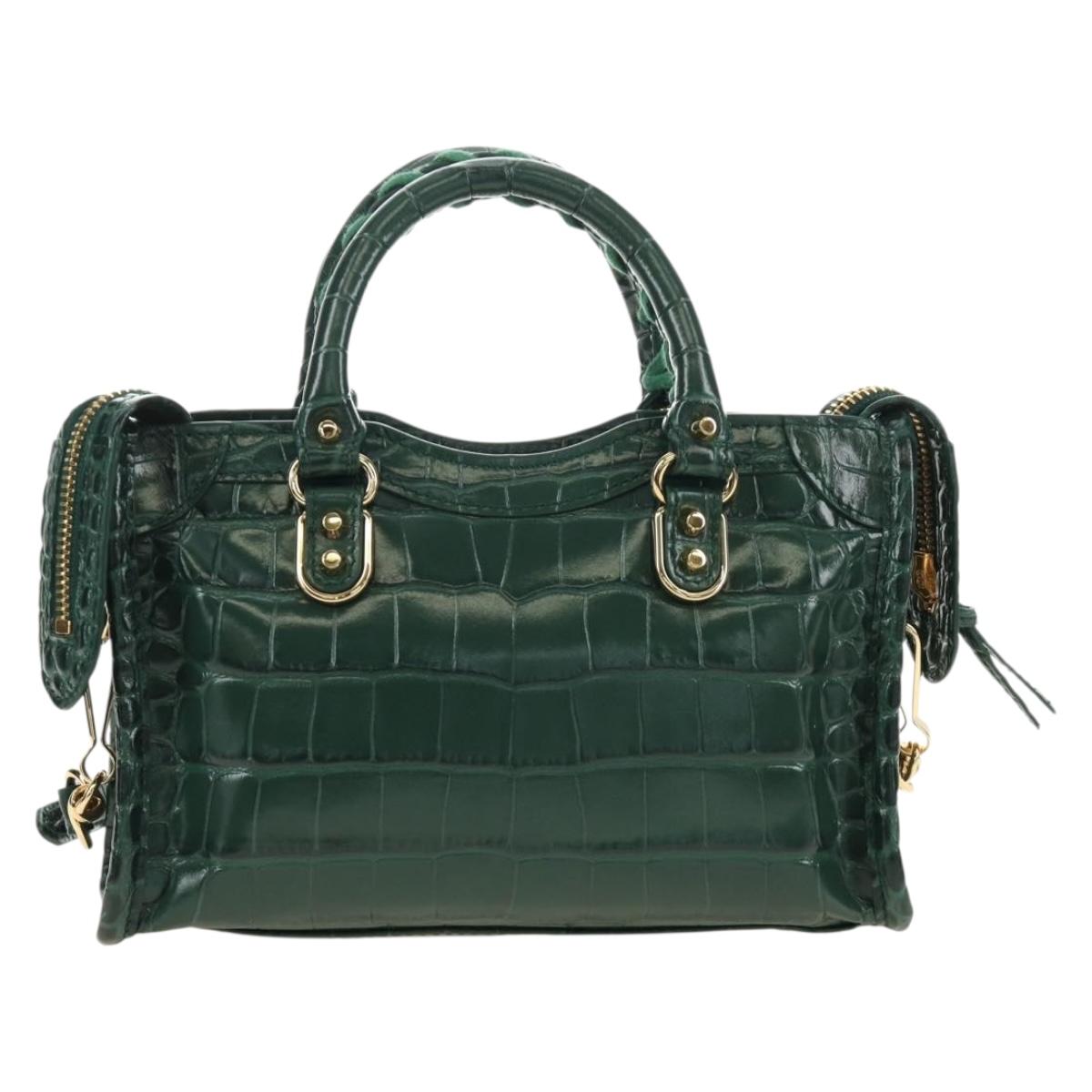 BALENCIAGA Classic Nano City Bag Embossed leather 2way 505982 Auth yk20546SAM