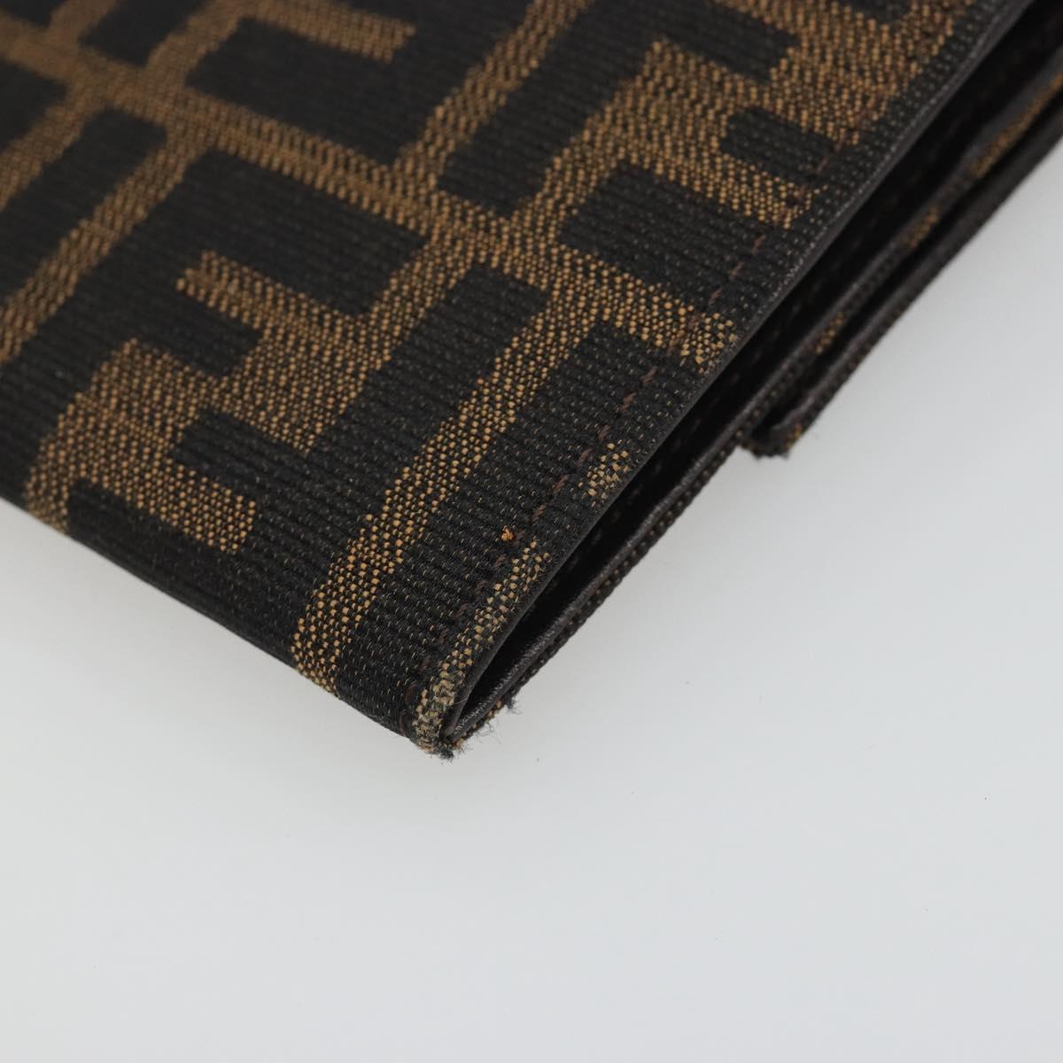 FENDI Zucca Canvas Wallet Black Brown Auth yk20547A