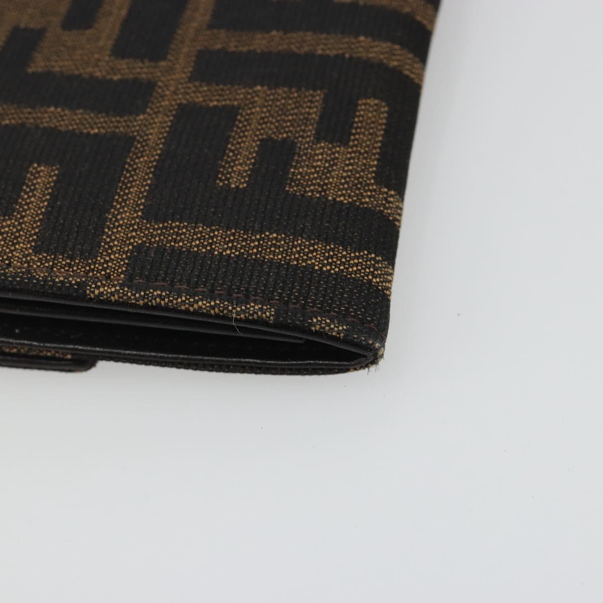 FENDI Zucca Canvas Wallet Black Brown Auth yk20547A