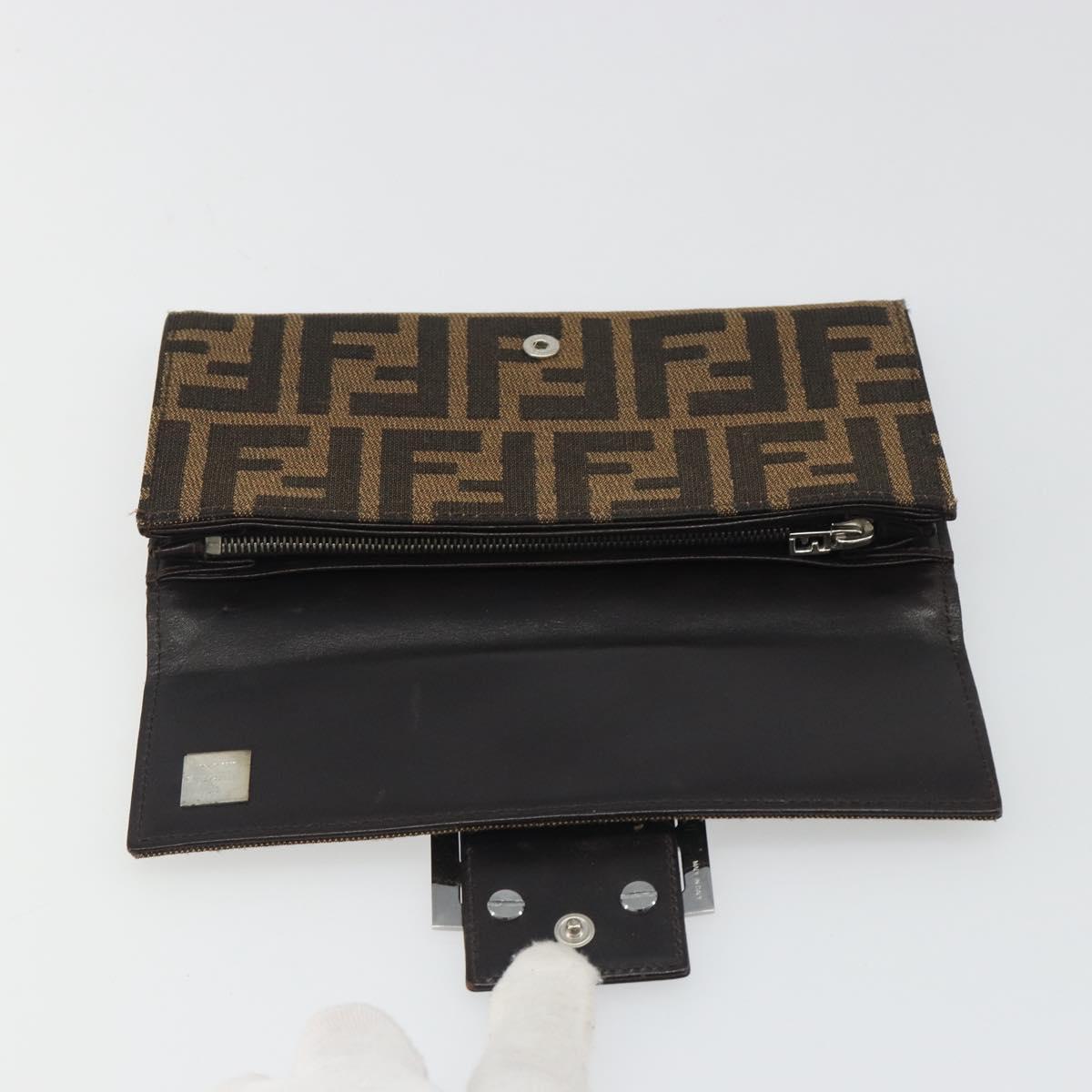 FENDI Zucca Canvas Wallet Black Brown Auth yk20547A