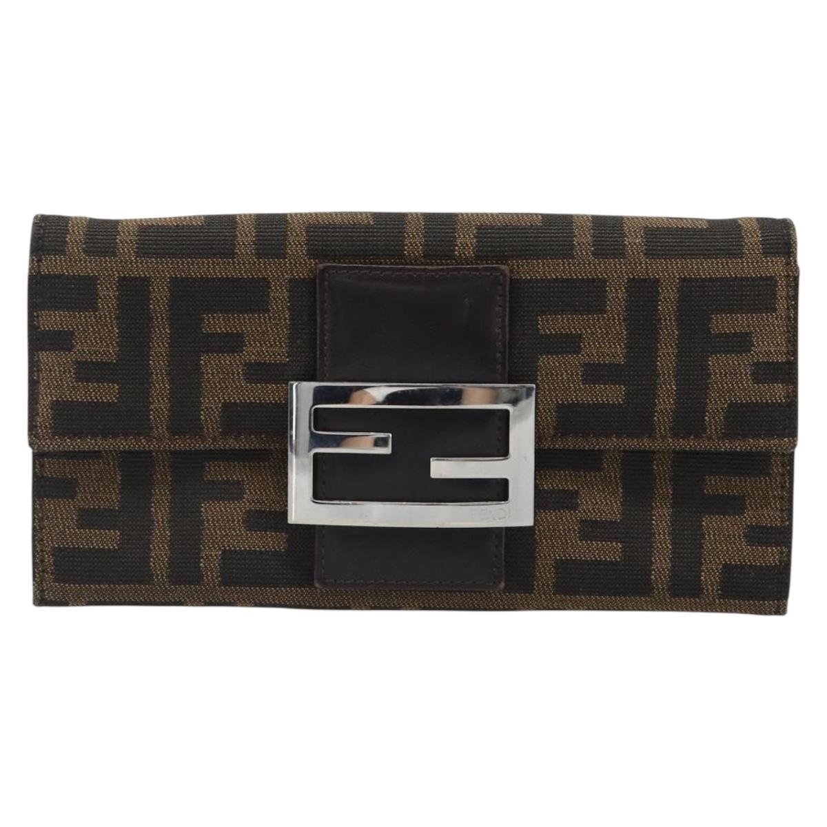 FENDI Zucca Canvas Wallet Black Brown Auth yk20547A