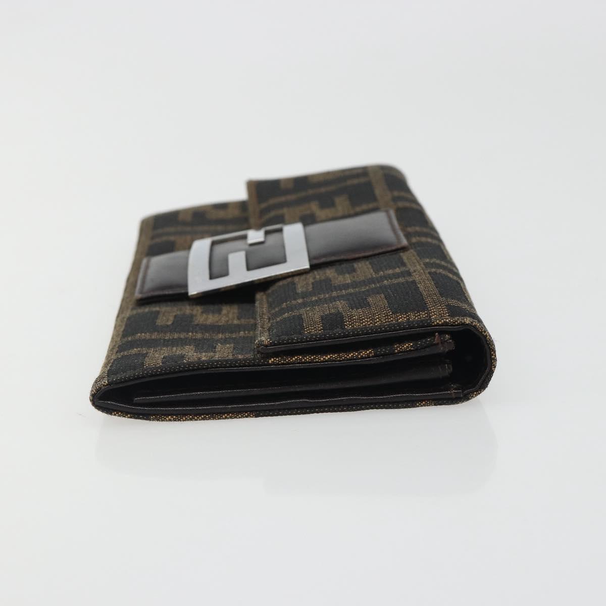 FENDI Zucca Canvas Wallet Black Brown Auth yk20547A