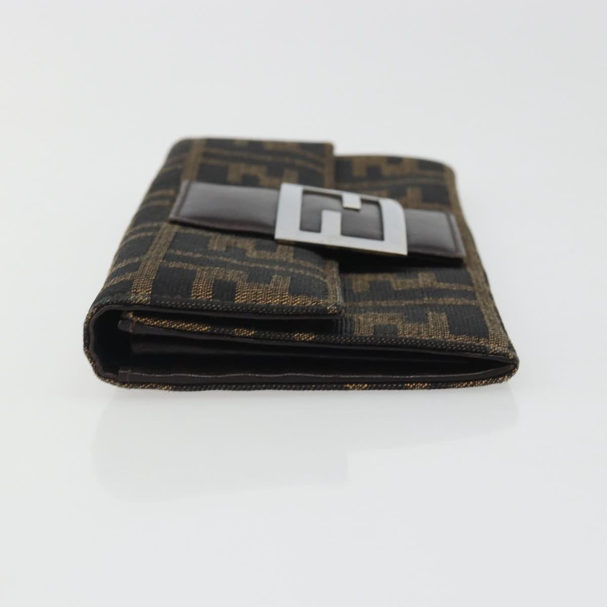 FENDI Zucca Canvas Wallet Black Brown Auth yk20547A