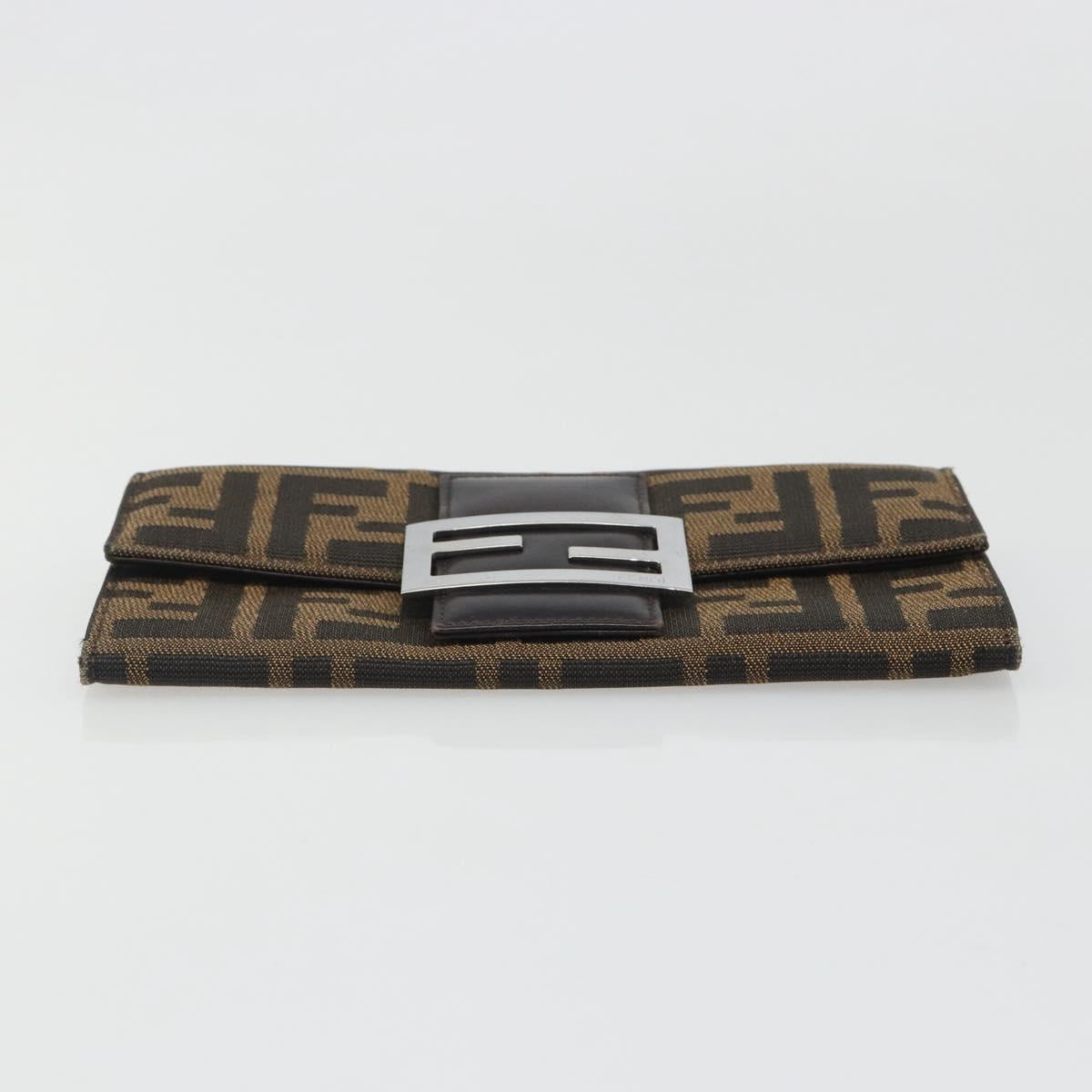 FENDI Zucca Canvas Wallet Black Brown Auth yk20547A