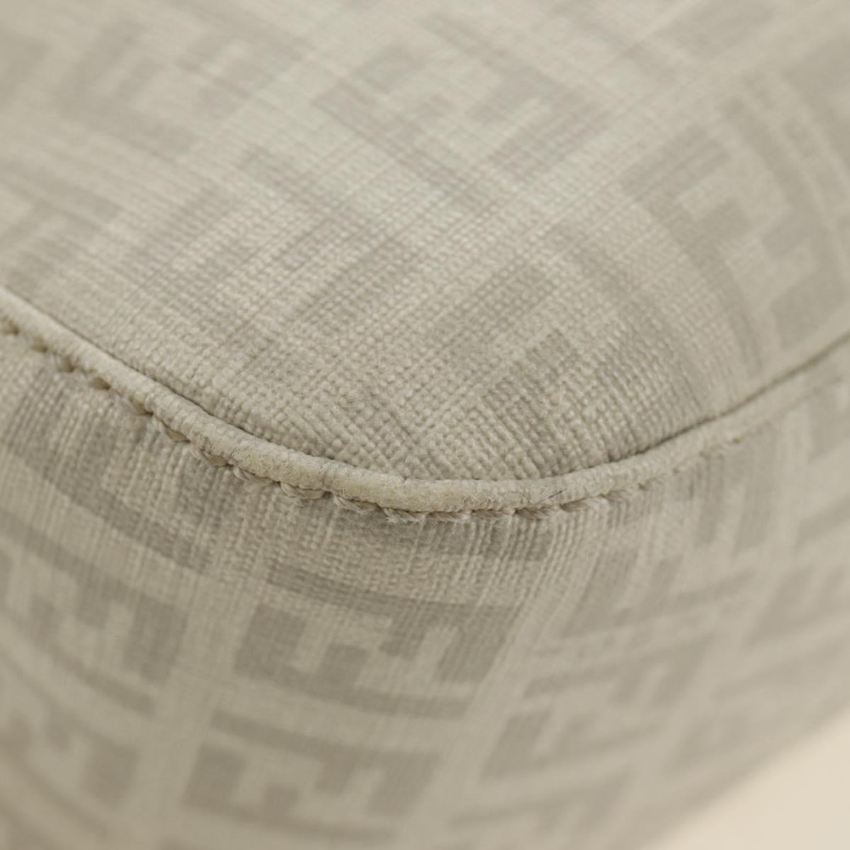 FENDI Zucchino Canvas Mamma Baguette Bag PVC White Silver Auth yk20548SAM